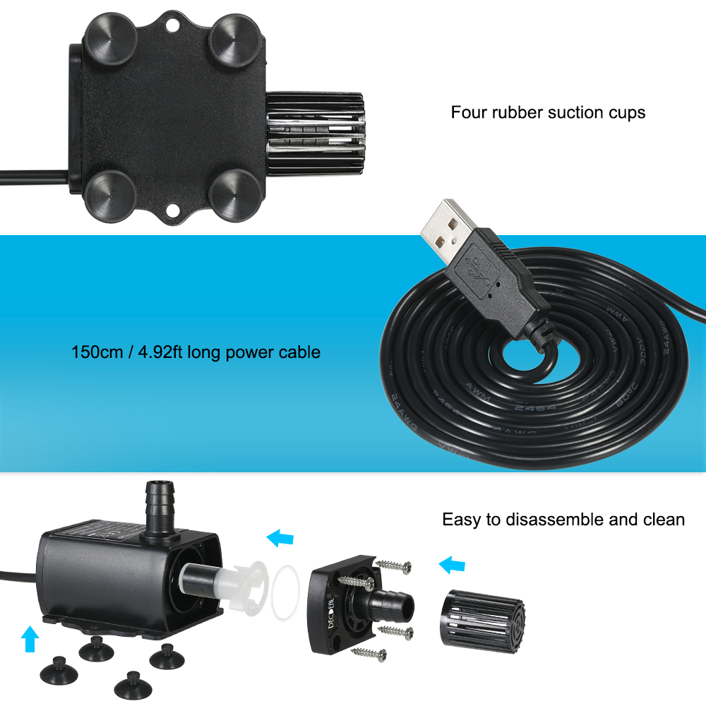 USB DC5V 4.8W Ultra-silencieux - Water Pump Submersible Mini avis et prix
